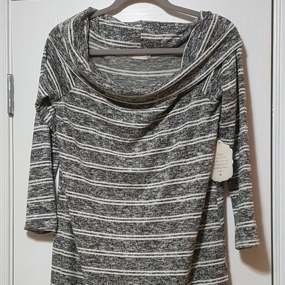 NWT Altar'd State Gray Stripe Cowl Neck Dress - Picture 2 of 10